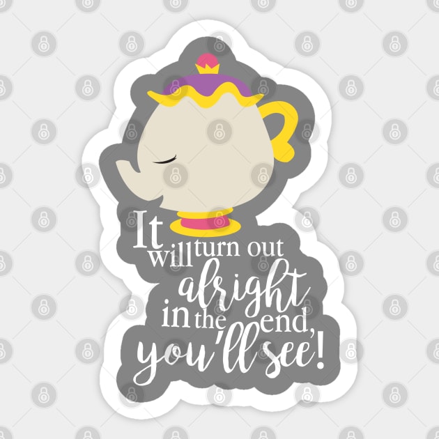 Mrs. Potts Sticker by WereAllMadBoutique